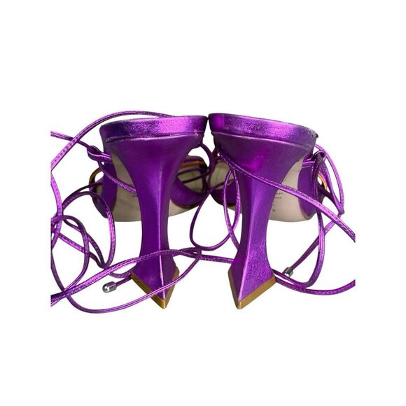 Schutz Arceli Violet Metallic Patent Leather Strappy Sandals Size 9B - Picture 6 of 12